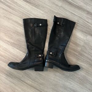 Franco Sarto Black Leather Heeled Boots